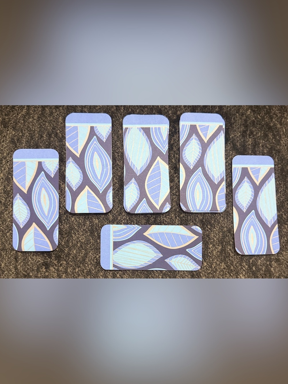 21 Blue with Gold Leaf Patterned Bookmarks